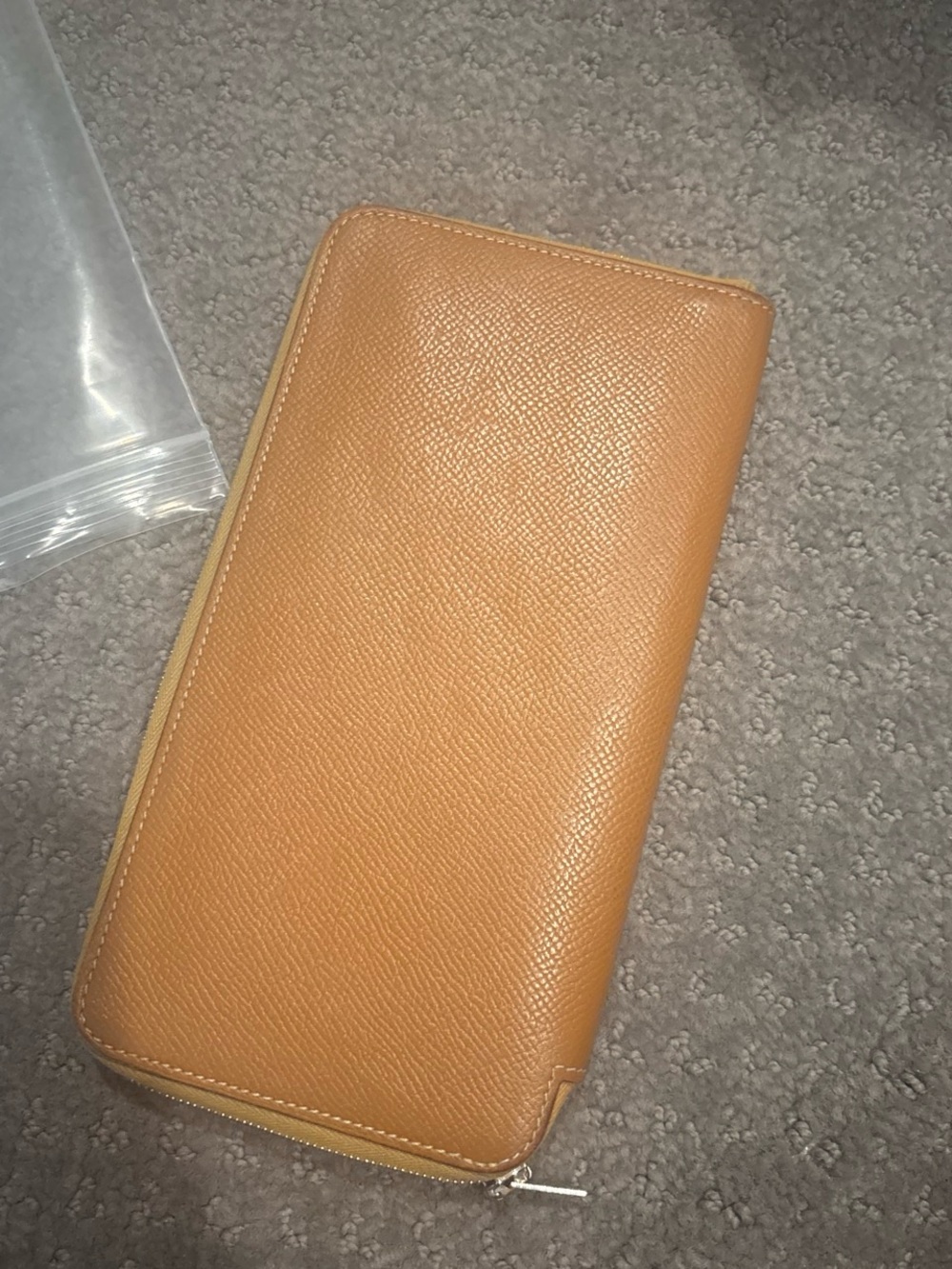 Hermes Leather Zip Wallet in Gold